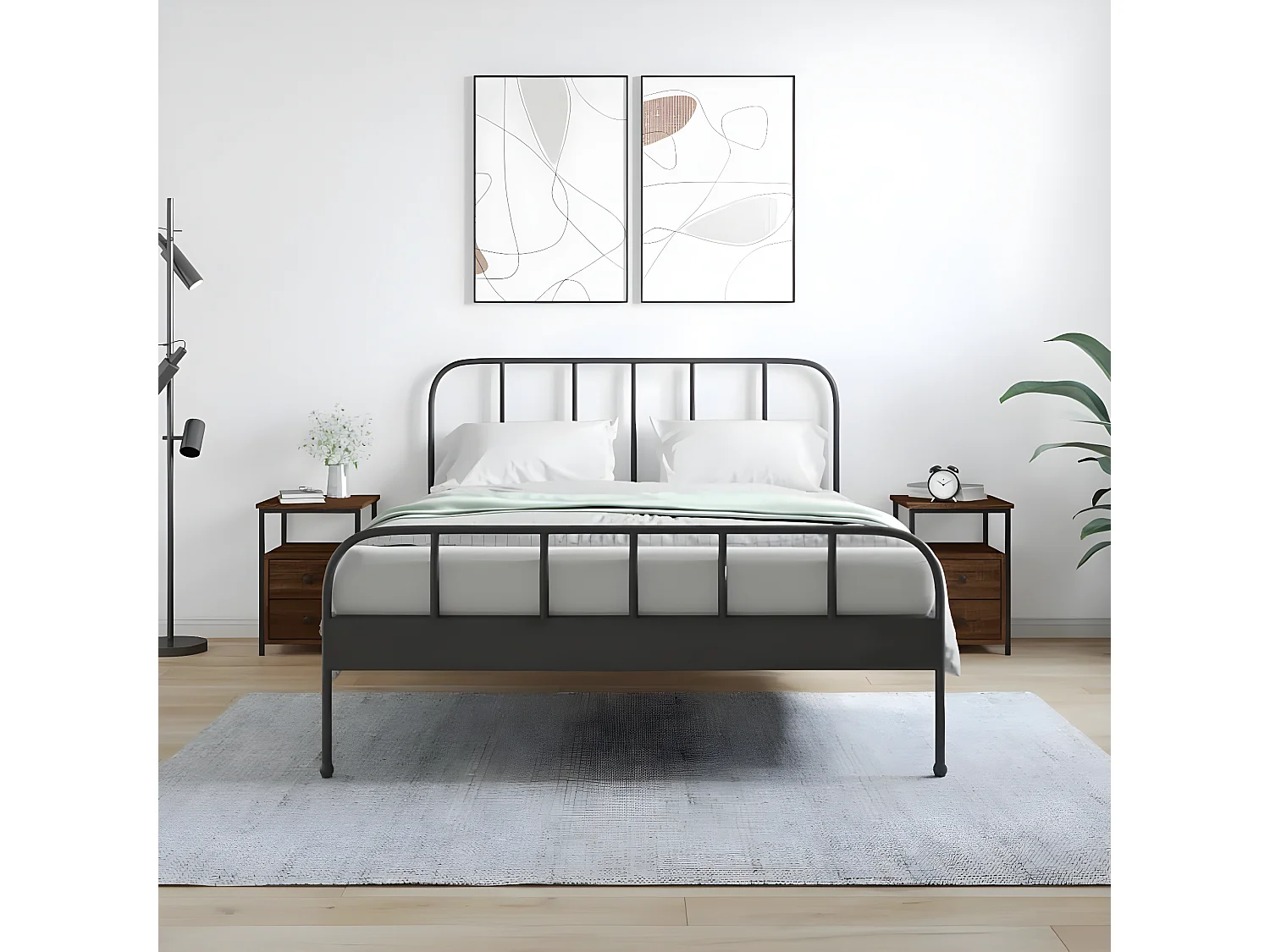 Lote de 2 Mesitas de noche madera ingeniería marrón roble 34x35,5x50cm ES87177