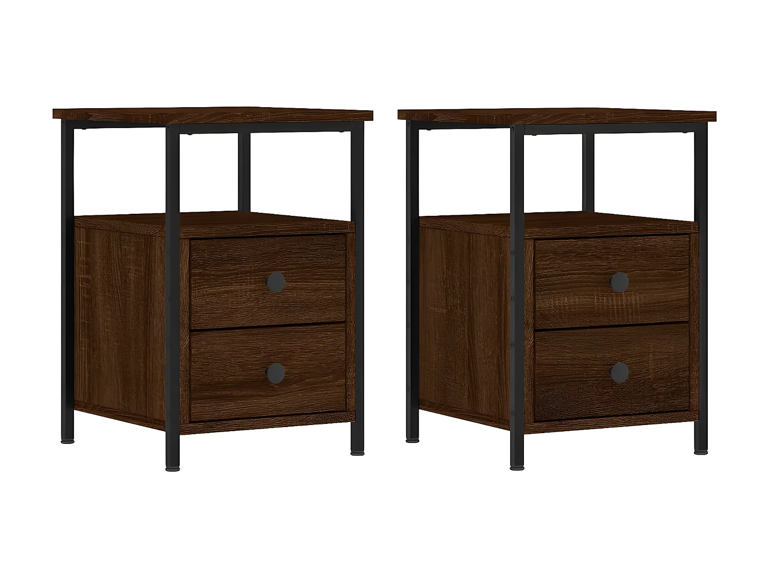 Lote de 2 Mesitas de noche madera ingeniería marrón roble 34x35,5x50cm ES87177