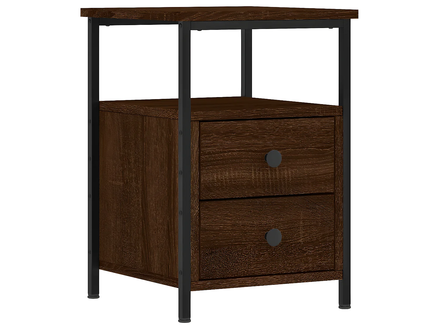 Lote de 2 Mesitas de noche madera ingeniería marrón roble 34x35,5x50cm ES87177