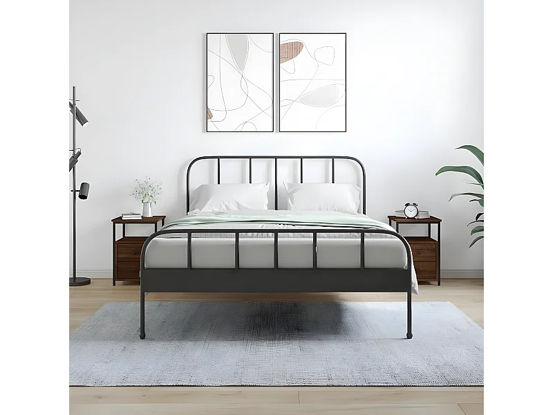 Lot de 2 Tables de chevet chêne marron 34x35,5x50cm bois ingénierie WVGQ7451