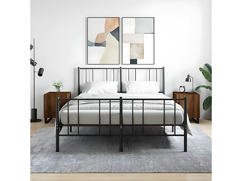 Nachtkastjes 2 st 40x40x50 cm bewerkt hout bruin eikenkleur NL85524