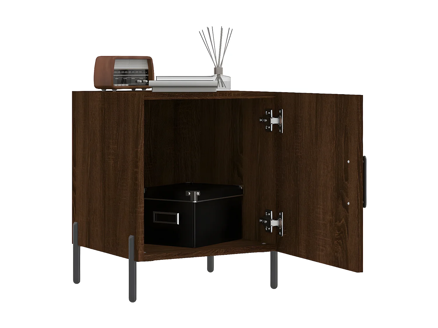 Lote de 2 Mesitas de noche madera ingeniería marrón roble 40x40x50 cm ES31158