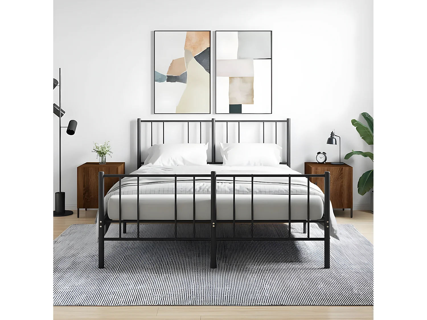 Lote de 2 Mesitas de noche madera ingeniería marrón roble 40x40x50 cm ES31158