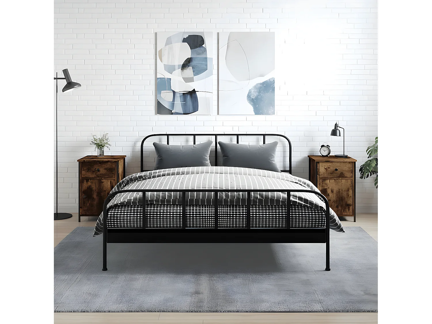 Lot de 2 Tables de chevet chêne fumé 40x42x60 cm bois d'ingénierie WVGQ7118