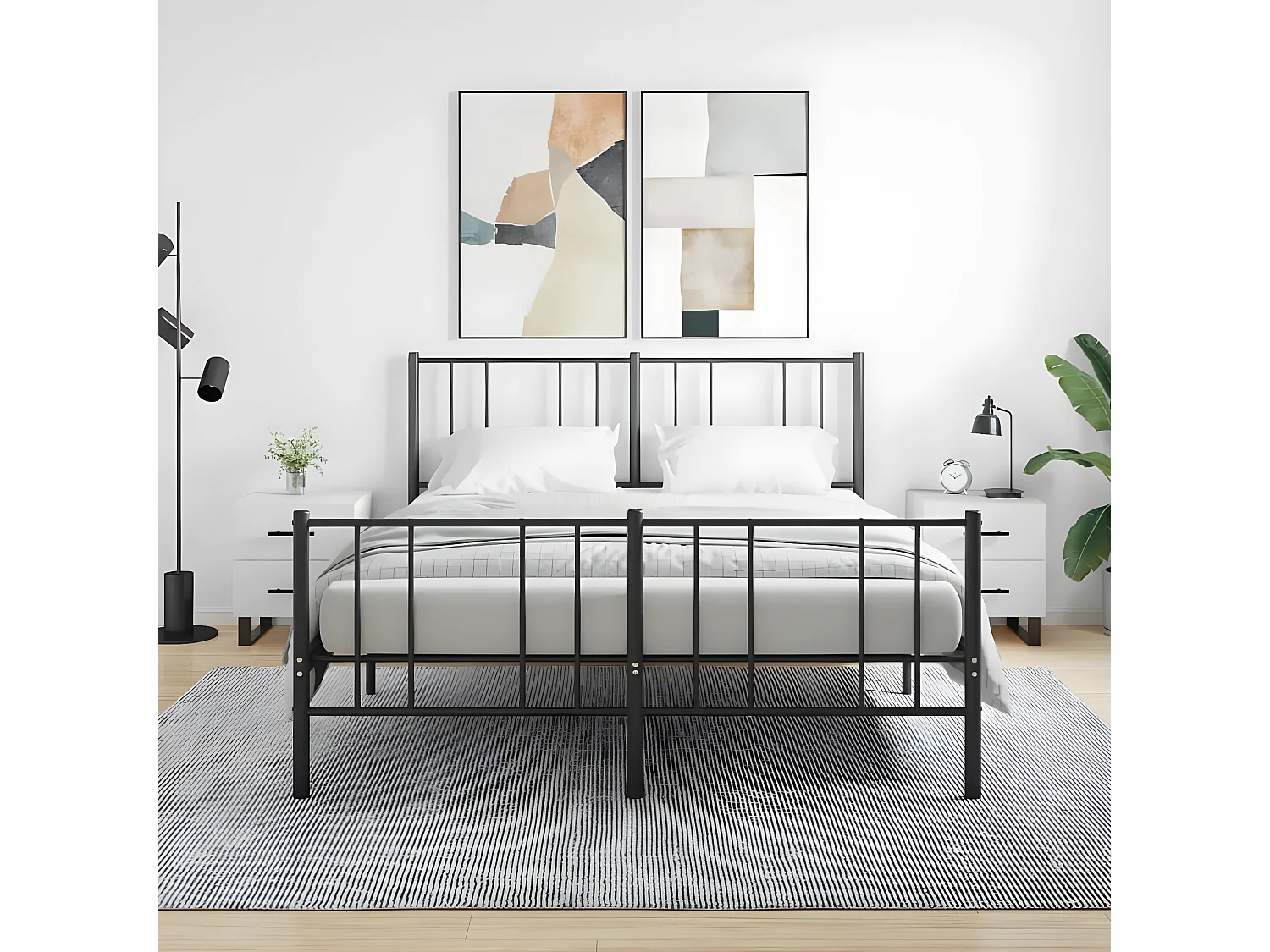 Lote de 2 Mesitas de noche madera ingeniería blanco 40x35x47,5 cm ES88786