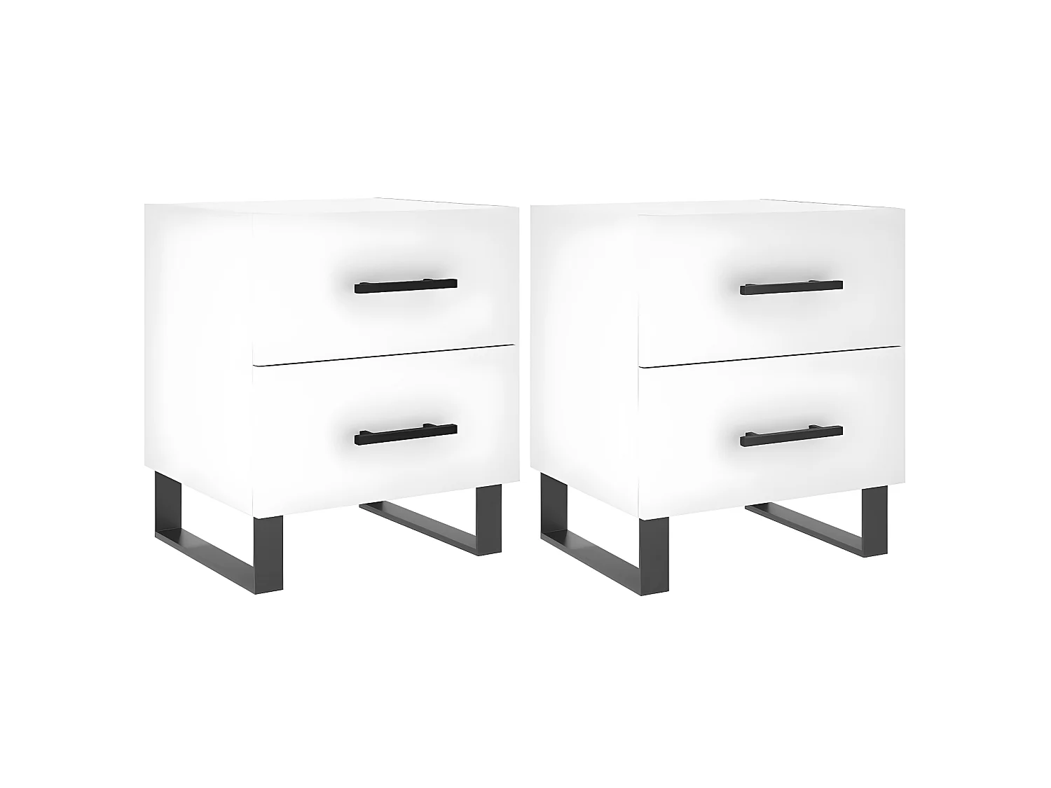 Lote de 2 Mesitas de noche madera ingeniería blanco 40x35x47,5 cm ES88786