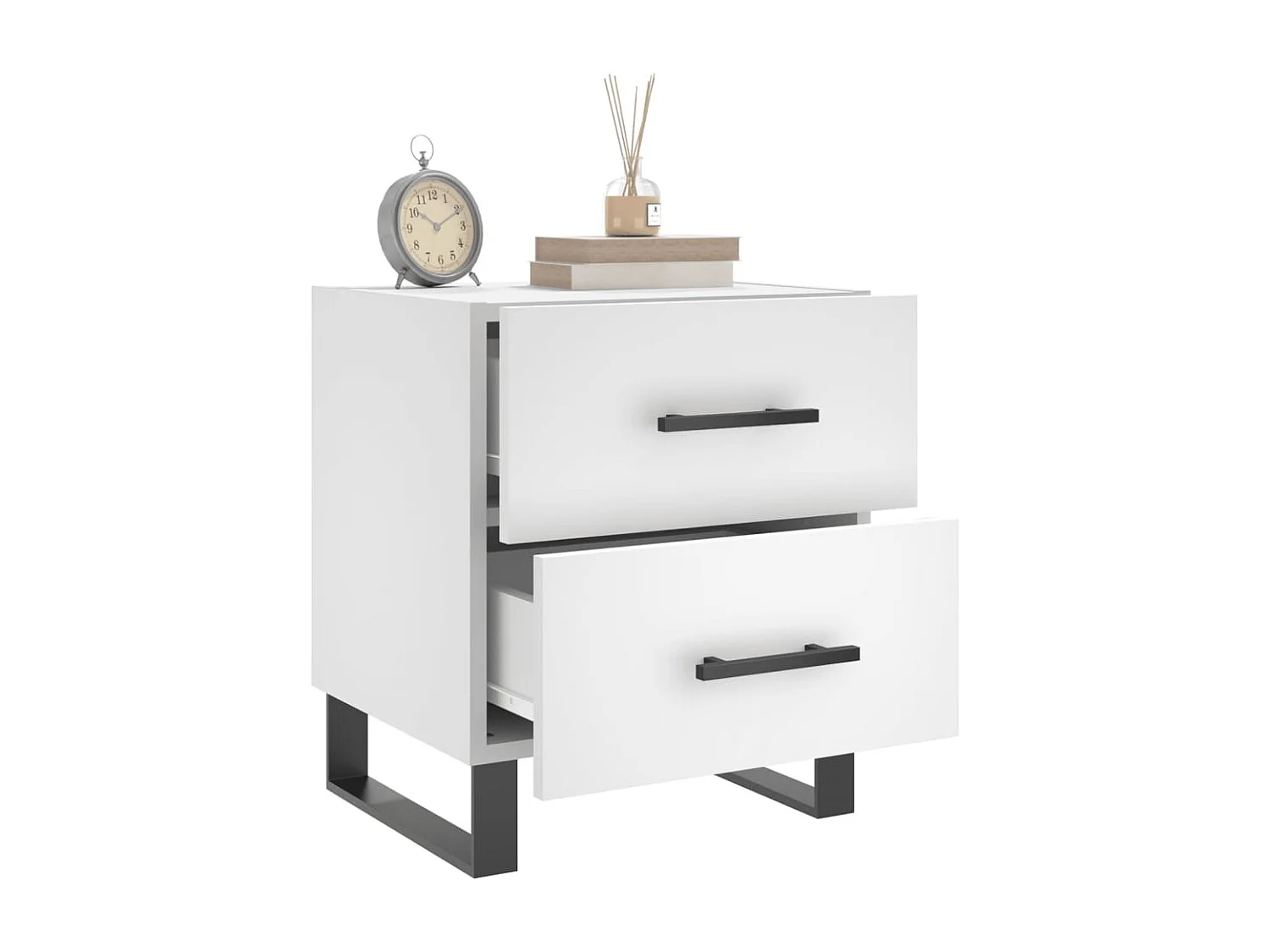 Comodini | Tavolini da notte | Tavolini da letto 2 pz Bianchi 40x35x47,5 cm in Legno Multistrato