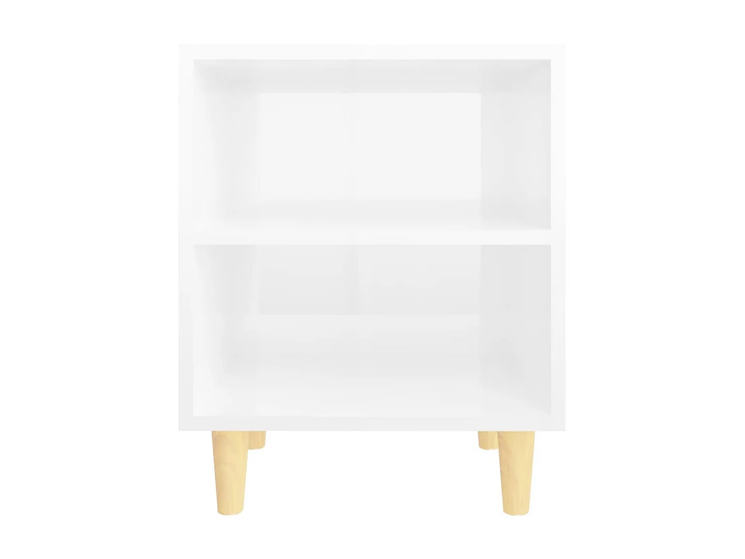 Lot de 2 Tables de chevet pieds en bois Blanc brillant 40x30x50 cm WVGQ7419