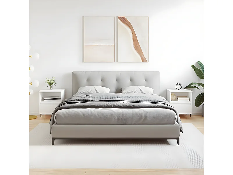 Lot de 2 Tables de chevet blanc 40x35x50 cm bois d’ingénierie WVGQ7934