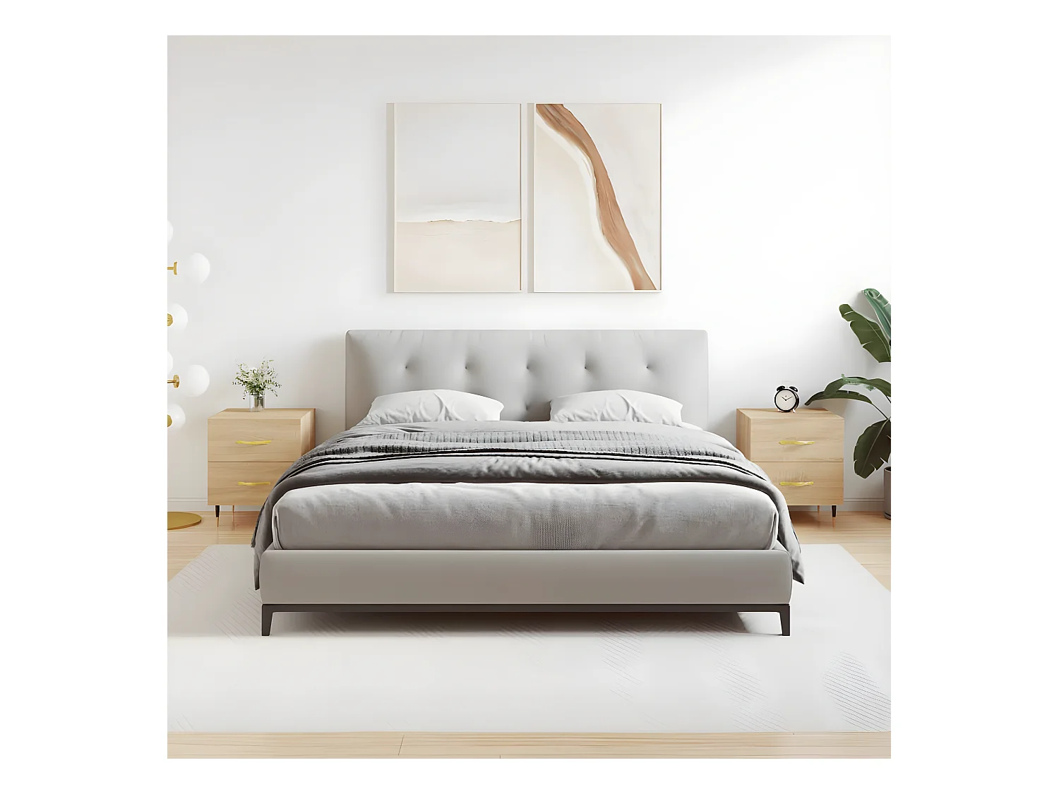 Lote de 2 Mesitas de noche madera ingeniería roble Sonoma 40x35x47,5 cm ES49172