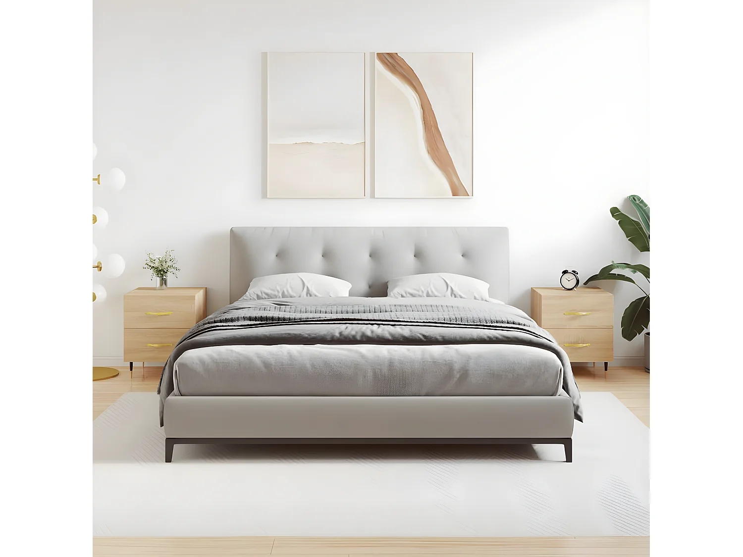 Lote de 2 Mesitas de noche madera ingeniería roble Sonoma 40x35x47,5 cm ES49172