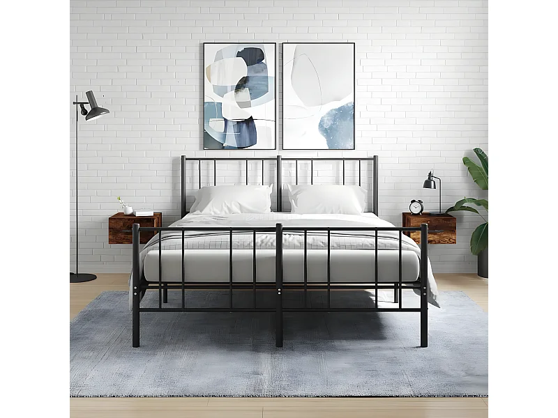 Lot de 2 Tables de chevet murales chêne fumé 35x35x20 cm WVGQ5630