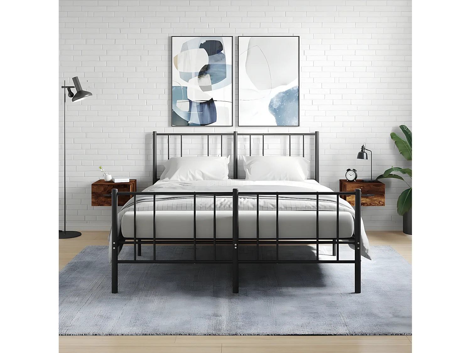 Lot de 2 Tables de chevet murales chêne fumé 35x35x20 cm WVGQ5630