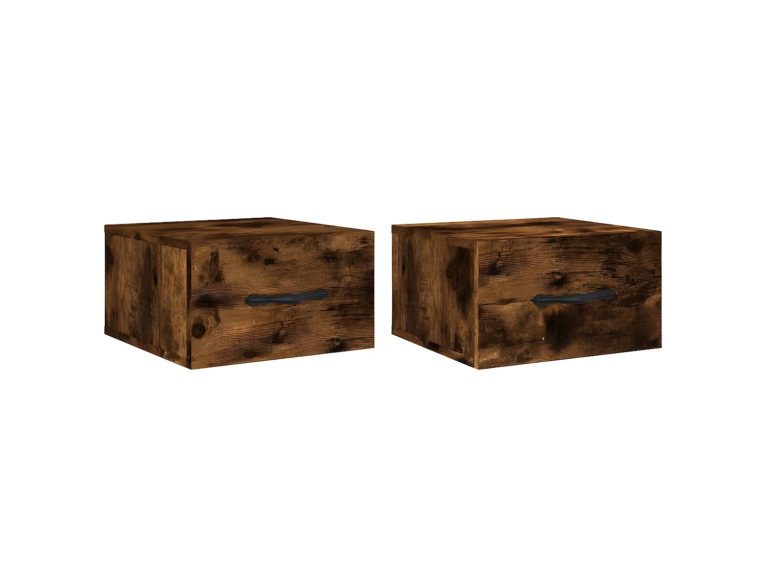 Lot de 2 Tables de chevet murales chêne fumé 35x35x20 cm WVGQ5630
