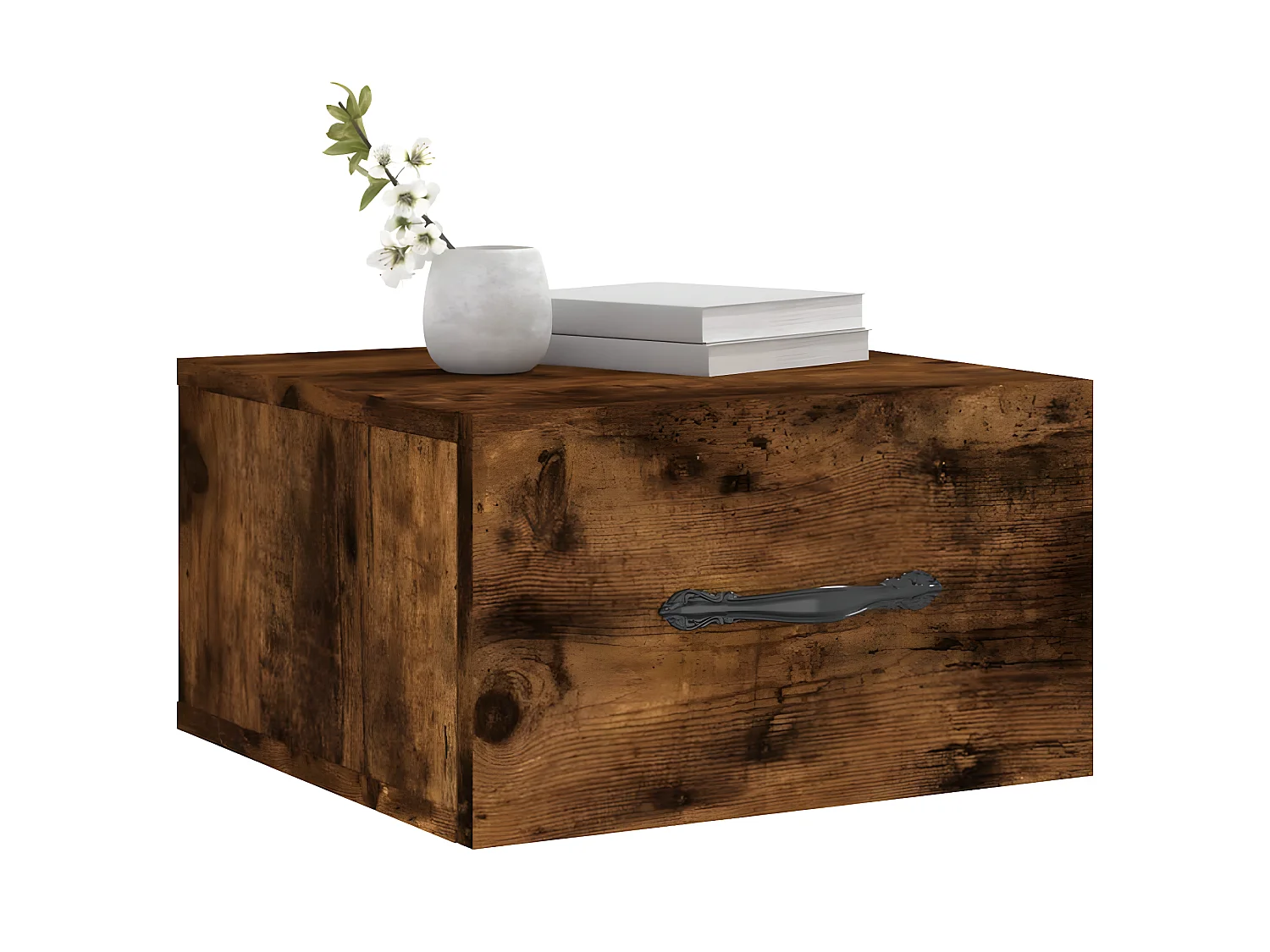 Lot de 2 Tables de chevet murales chêne fumé 35x35x20 cm WVGQ5630