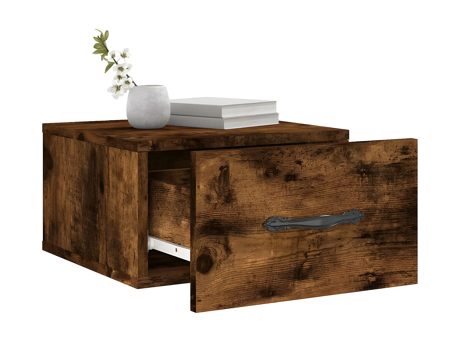 Lot de 2 Tables de chevet murales chêne fumé 35x35x20 cm WVGQ5630