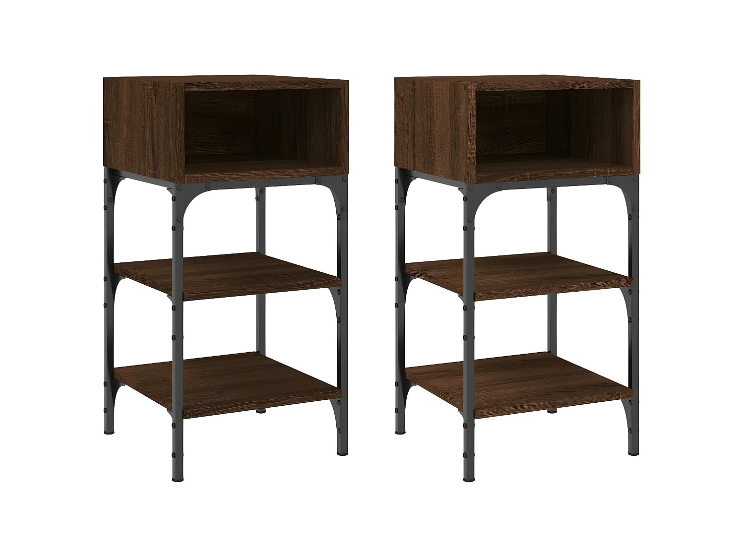 Lot de 2 Tables de chevet chêne marron 35x34,5x70 cm WVGQ9928