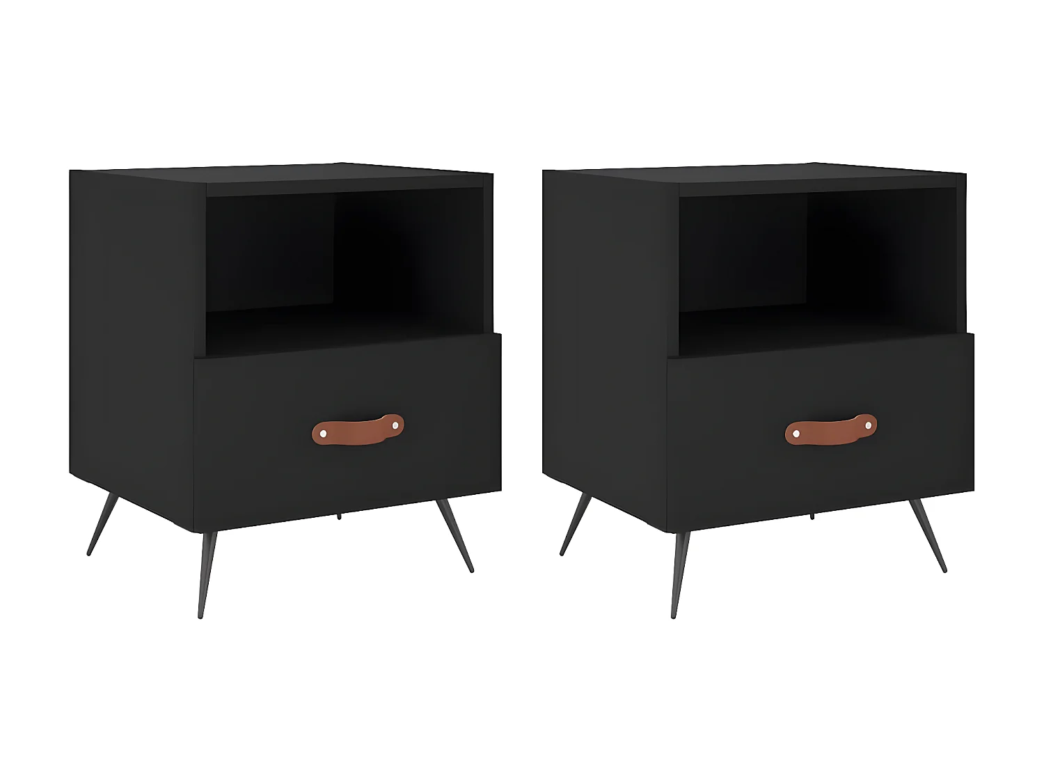 Lot de 2 Tables de chevet noir 40x35x47,5 cm bois d’ingénierie WVGQ8755