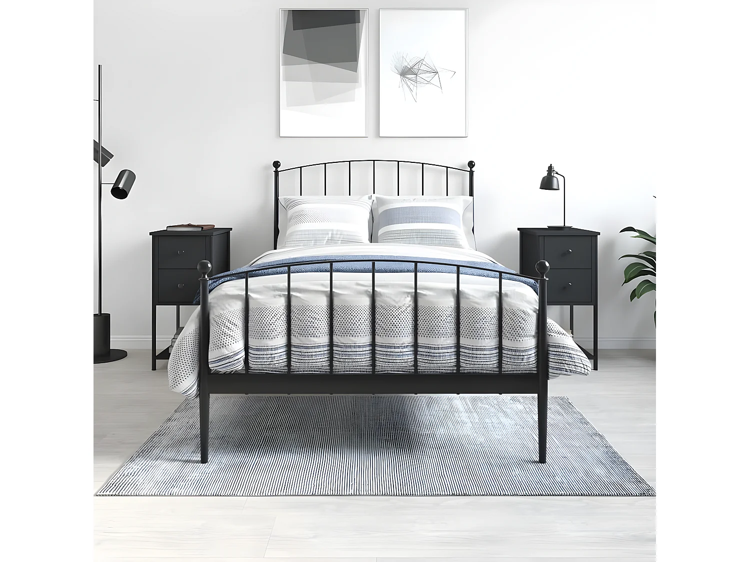 Lote de 2 Mesitas de noche madera de ingeniería negro 32x42x70 cm ES22182