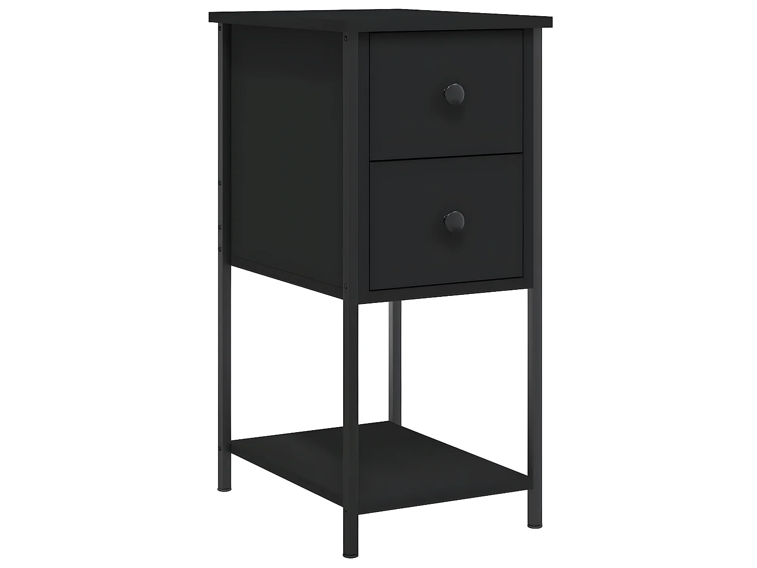 Lote de 2 Mesitas de noche madera de ingeniería negro 32x42x70 cm ES22182