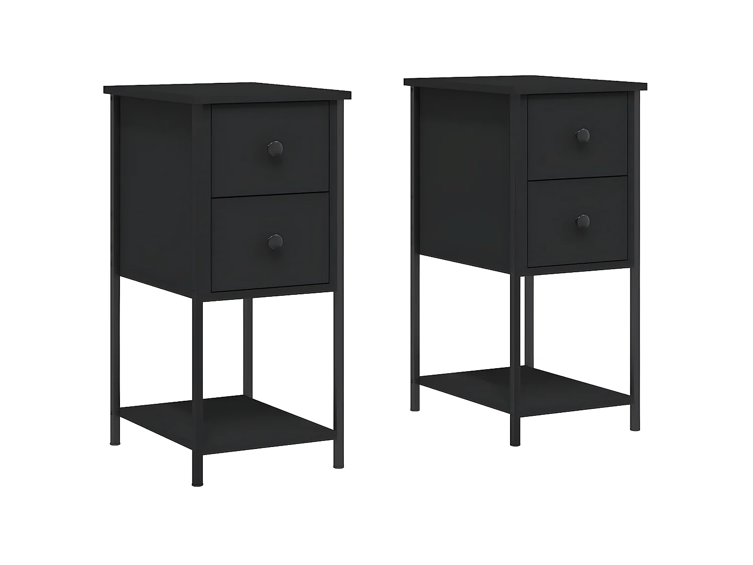 Lot de 2 Tables de chevet noir 32x42x70 cm bois d'ingénierie WVGQ7299
