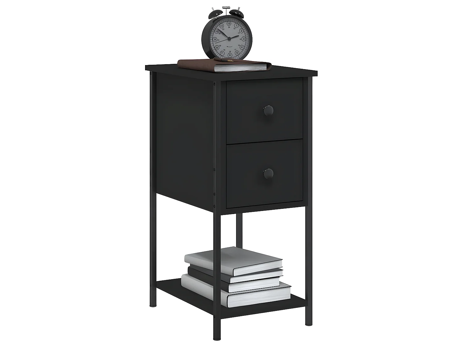 Lot de 2 Tables de chevet noir 32x42x70 cm bois d'ingénierie WVGQ7299