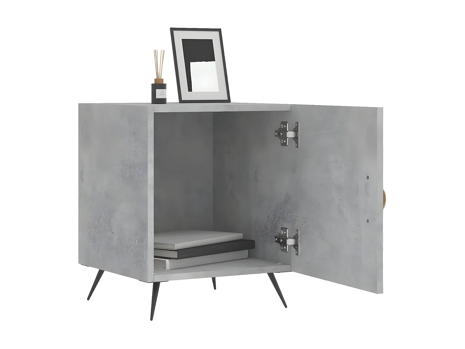 Lot de 2 Tables de chevet gris béton 40x40x50 cm bois d’ingénierie WVGQ5178