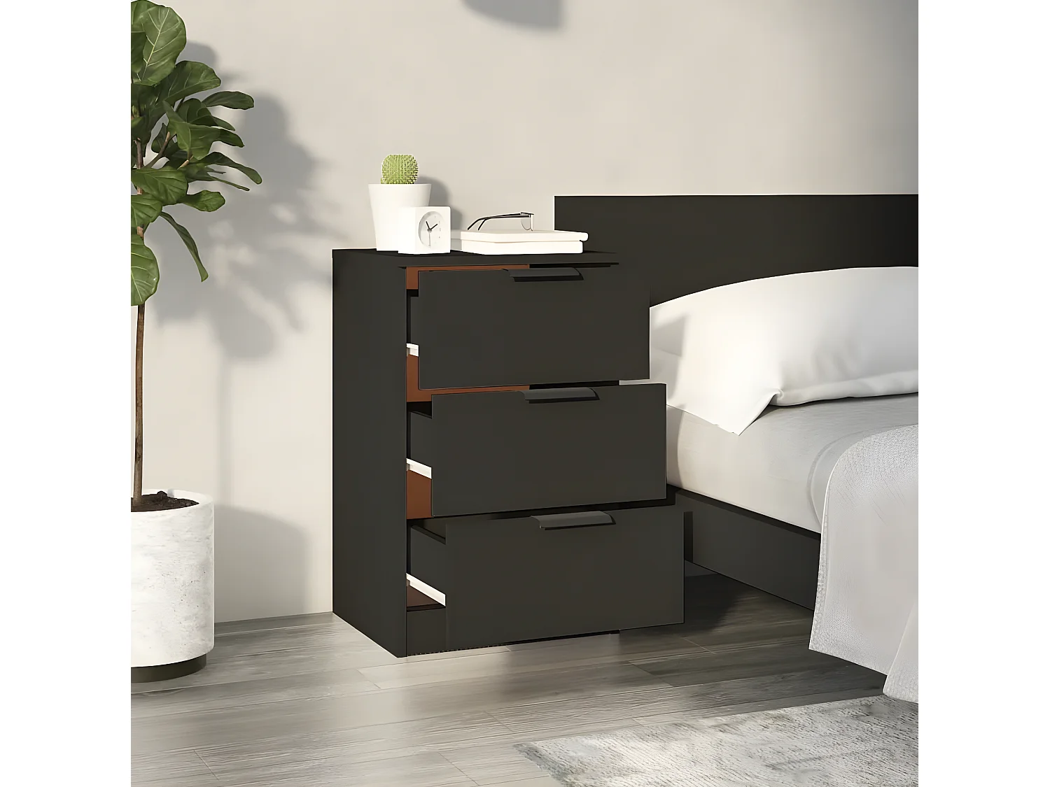 Nachtkastjes 2 st 40x36x65 cm zwart NL90537