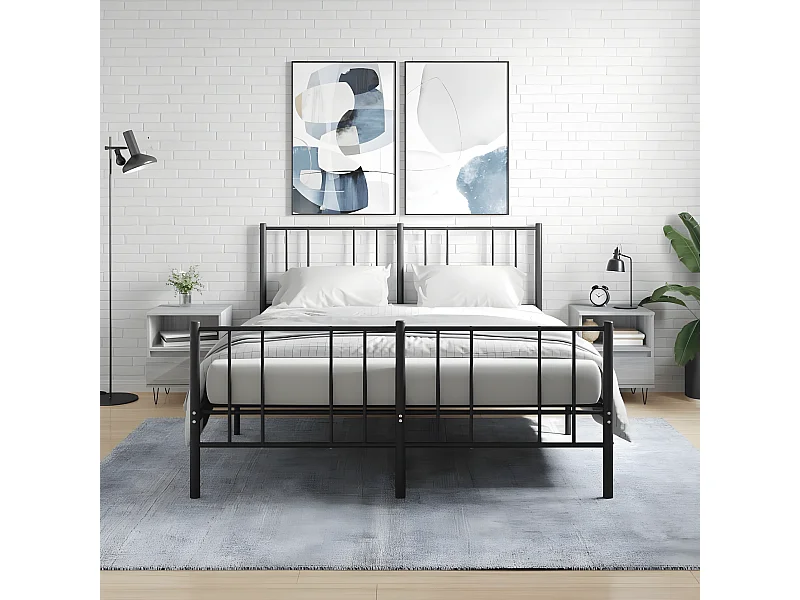 Comodini | Tavolini da notte | Tavolini da letto 2pz Grigio Sonoma 40x35x50 cm in Legno Multistrato