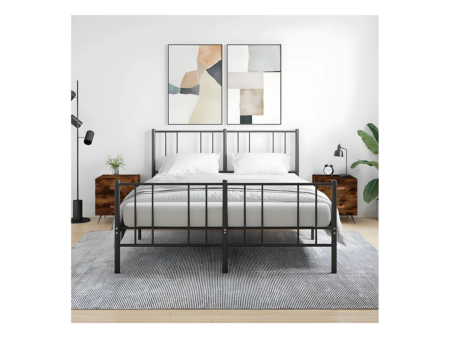 Lote de 2 Mesitas de noche madera ingeniería roble ahumado 40x35x47,5cm ES12879