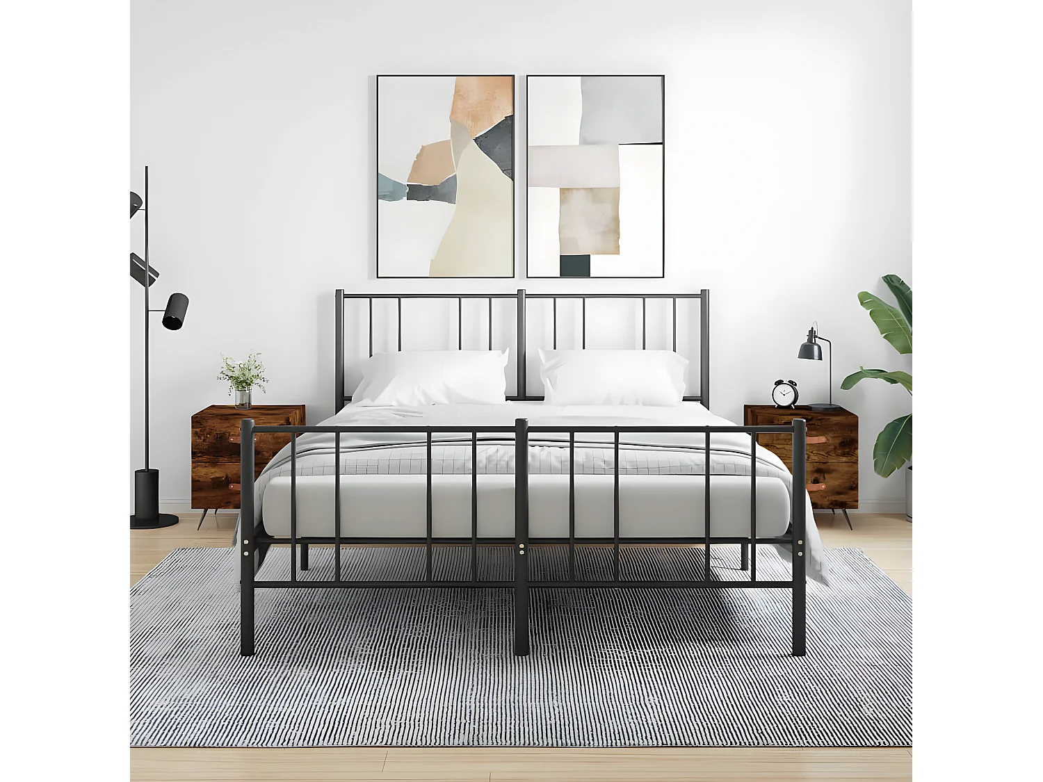 Lote de 2 Mesitas de noche madera ingeniería roble ahumado 40x35x47,5cm ES12879