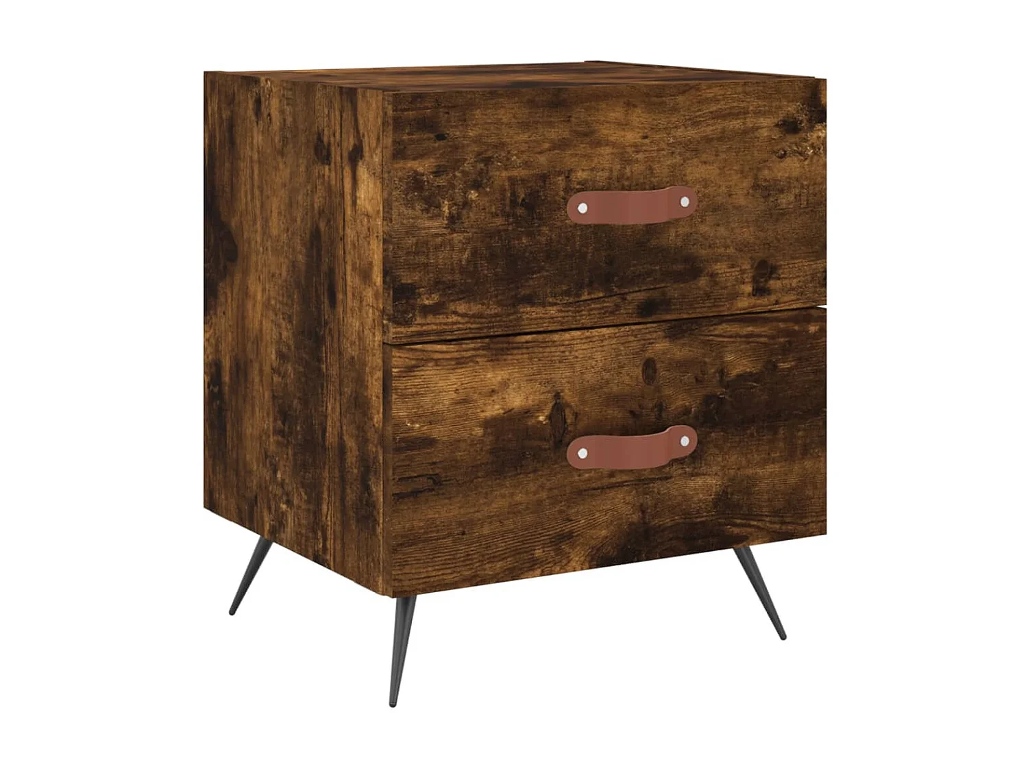 Lote de 2 Mesitas de noche madera ingeniería roble ahumado 40x35x47,5cm ES12879