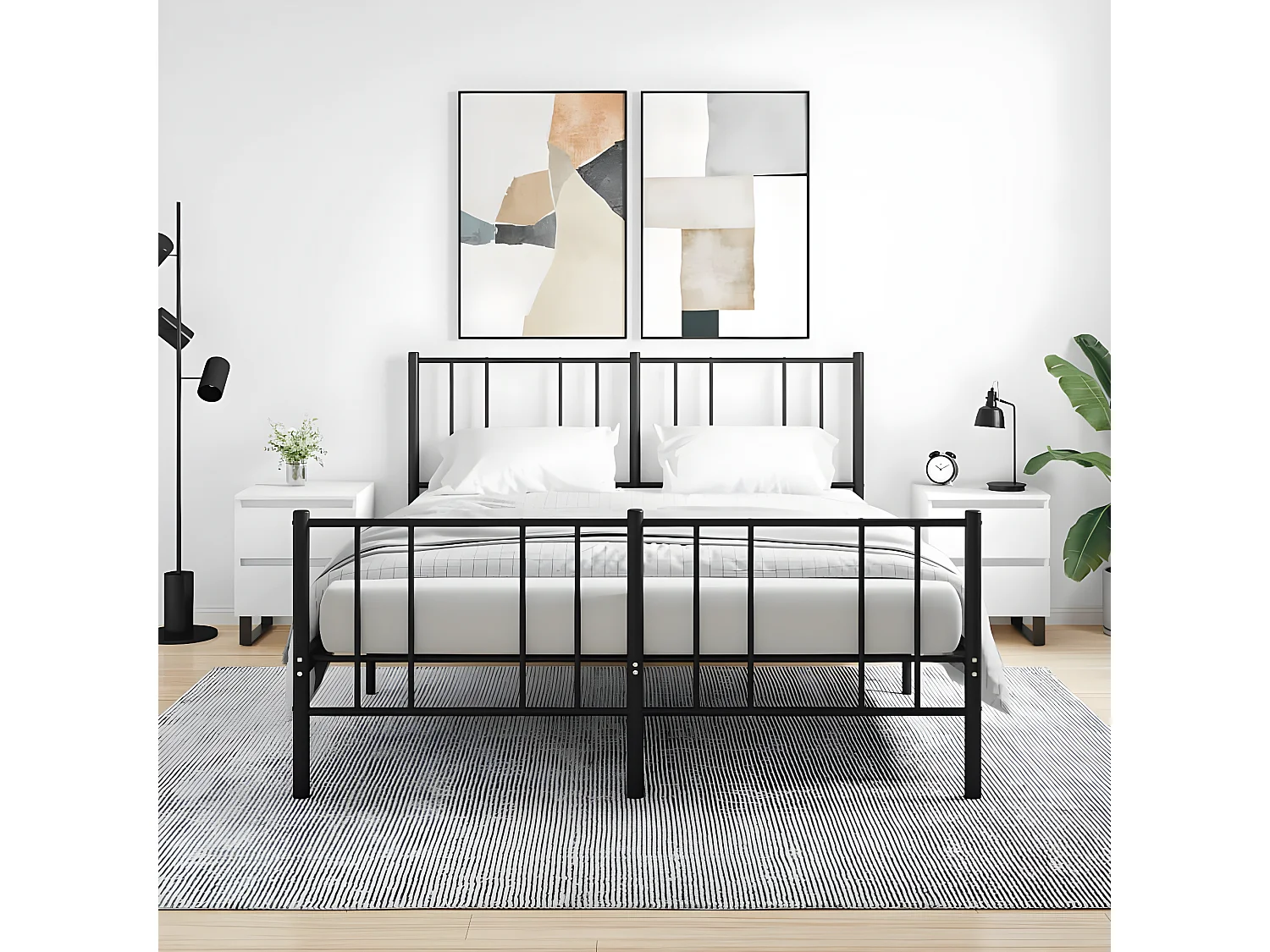 Lote de 2 Mesitas de noche madera de ingeniería blanco 40x35x50 cm ES71711