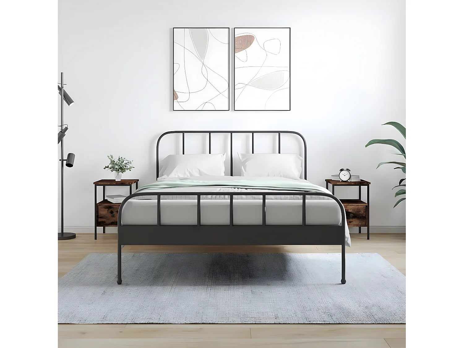 Lot de 2 Tables de chevet chêne fumé 34x36x50 cm bois ingénierie WVGQ9050