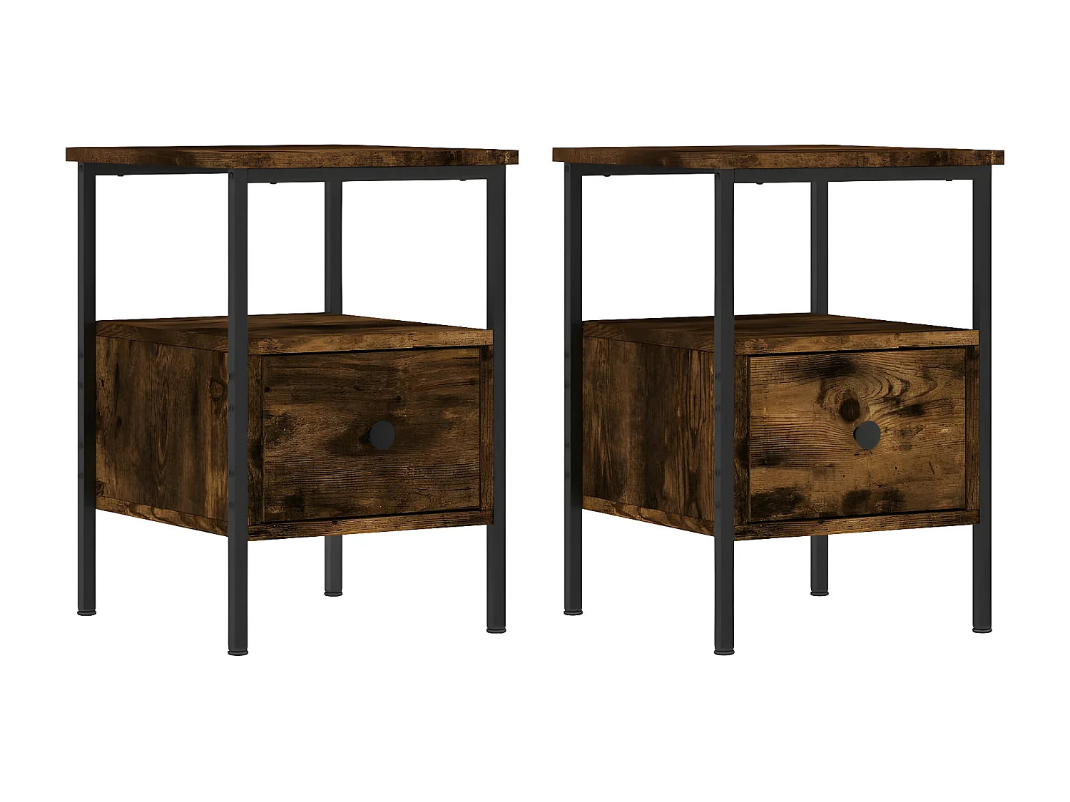 Lot de 2 Tables de chevet chêne fumé 34x36x50 cm bois ingénierie WVGQ9050