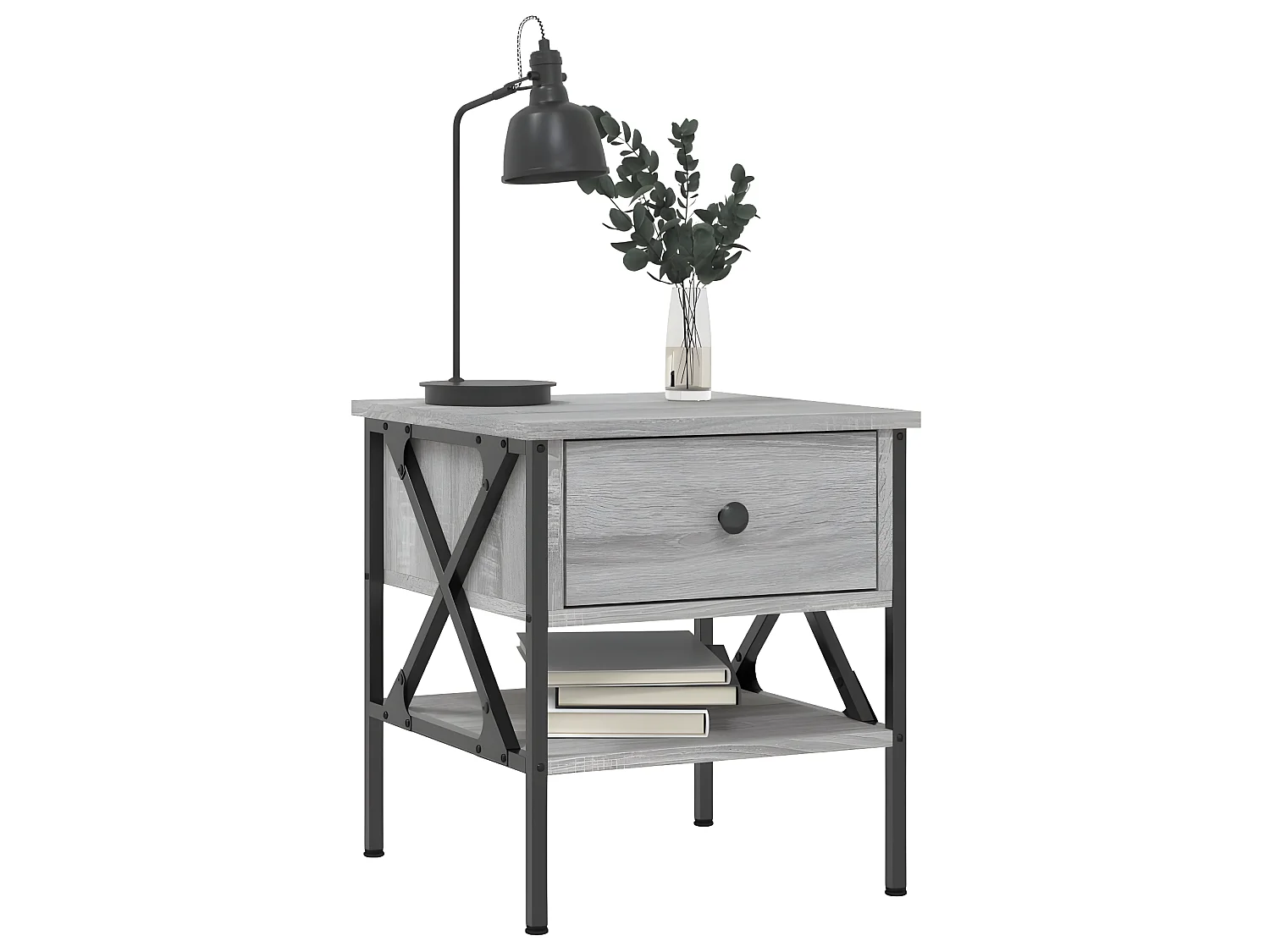 Lot de 2 Tables de chevet sonoma gris 40x42x45 cm bois ingénierie WVGQ1197