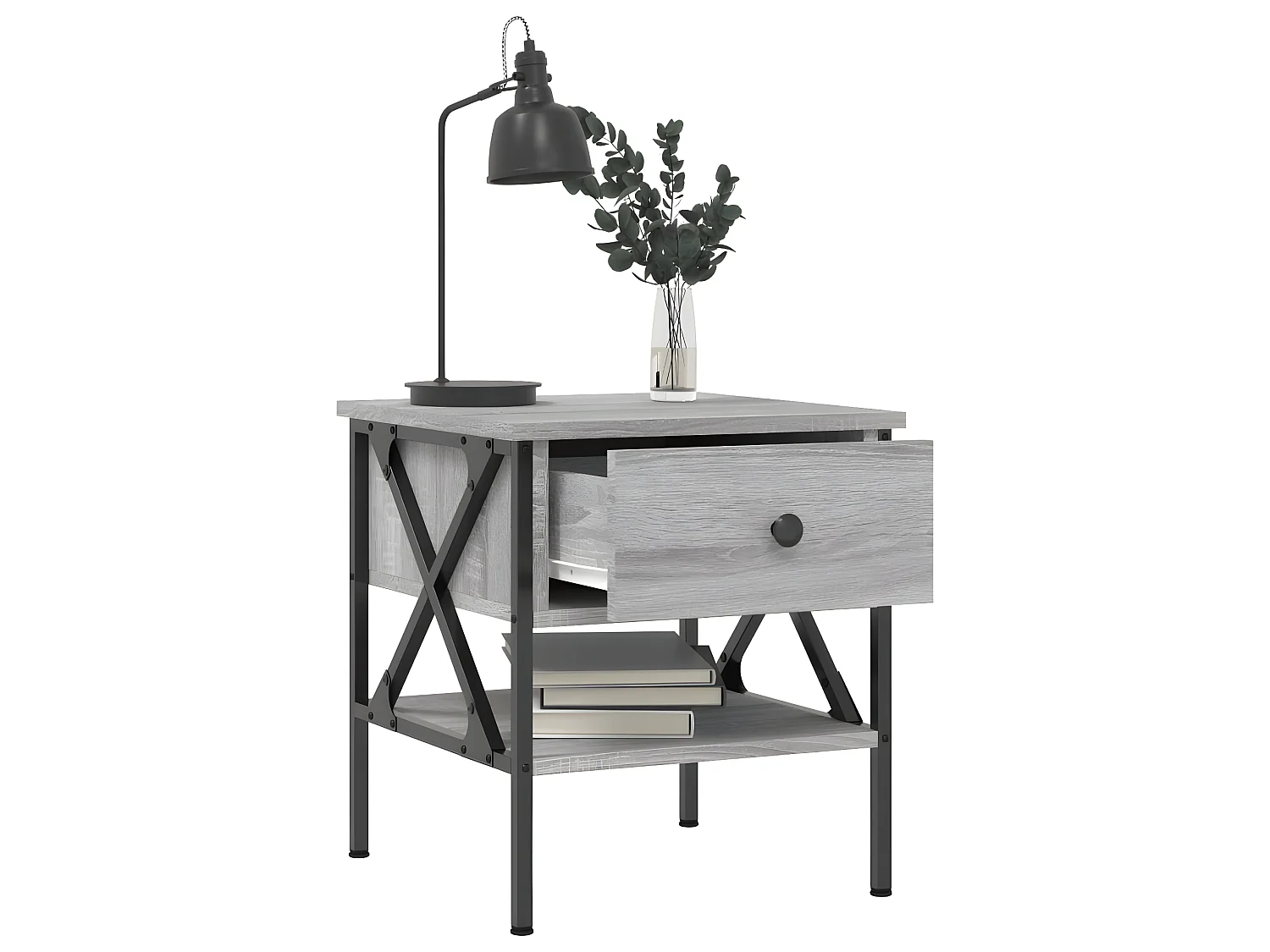 Lot de 2 Tables de chevet sonoma gris 40x42x45 cm bois ingénierie WVGQ1197