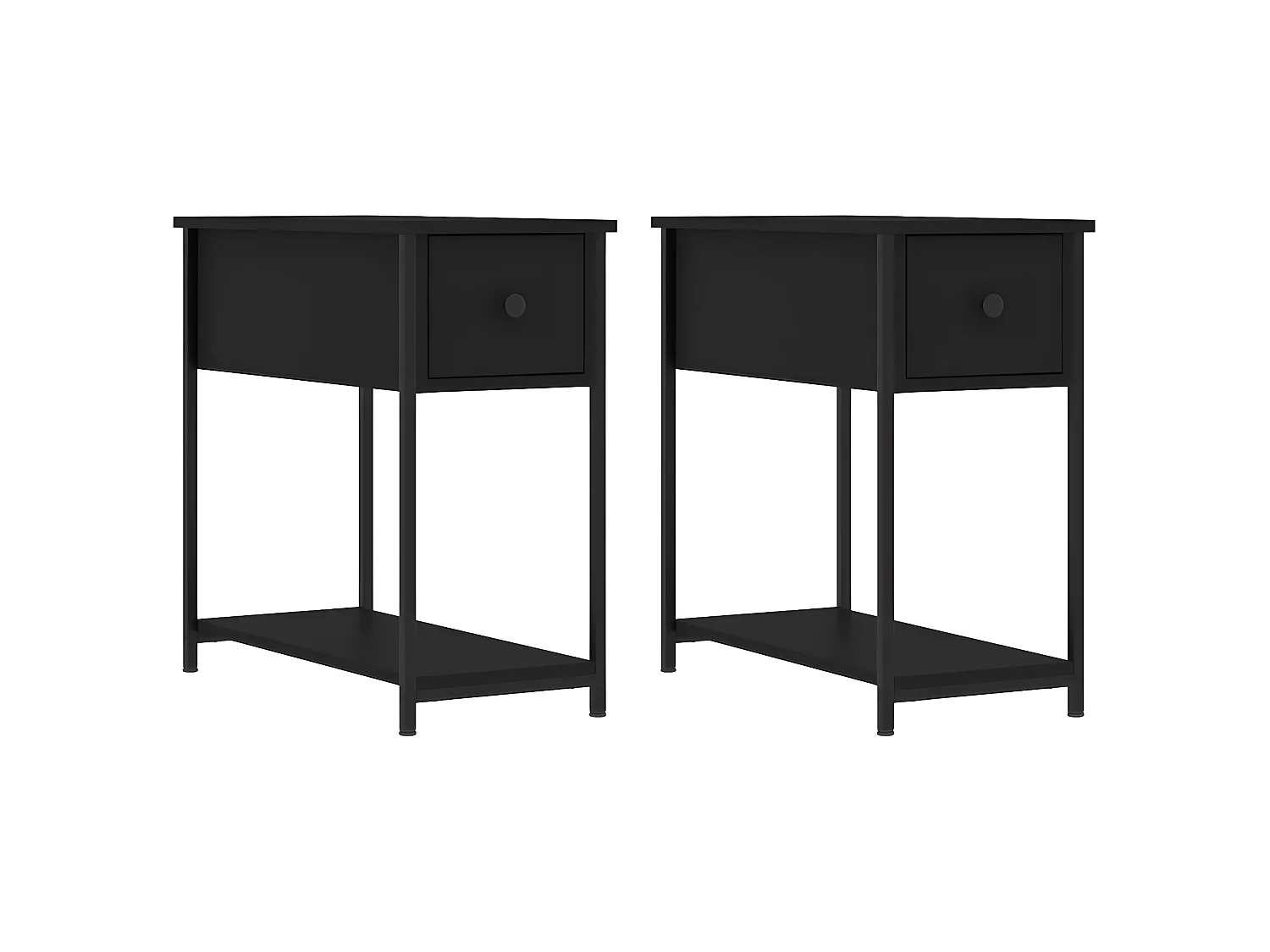 Lote de 2 Mesitas de noche madera de ingeniería negra 30x60x60 cm ES37798