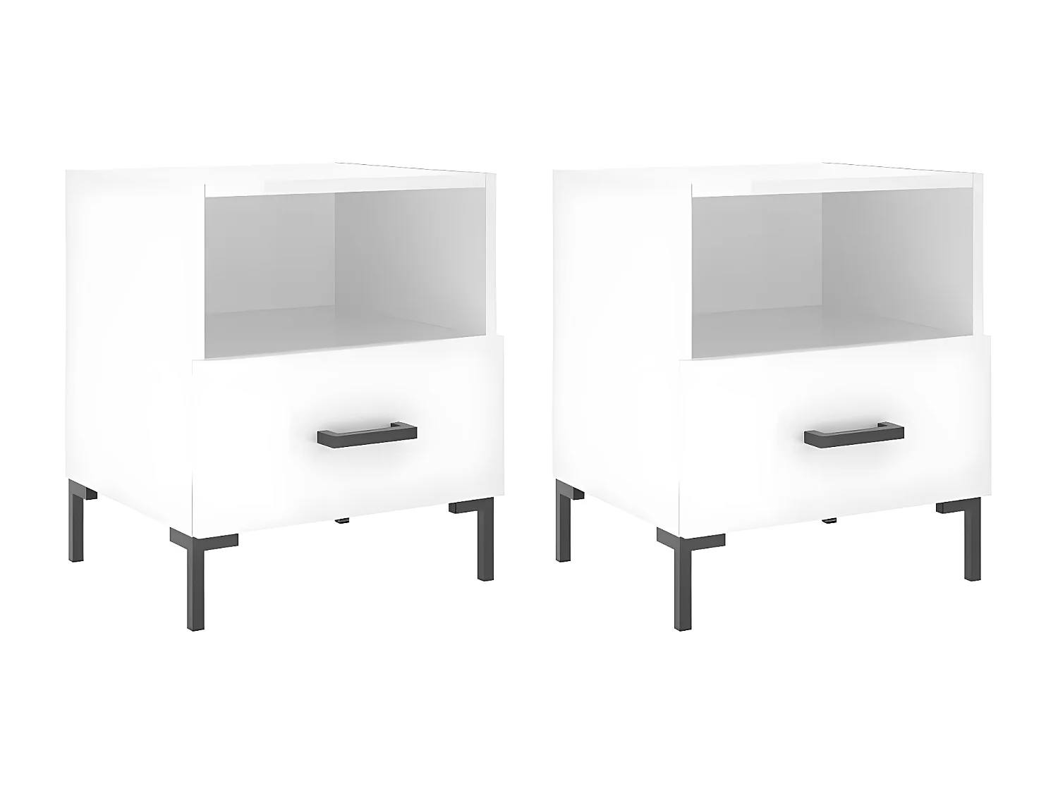 Lot de 2 Tables de chevet blanc brillant 40x35x47,5 cm WVGQ1212
