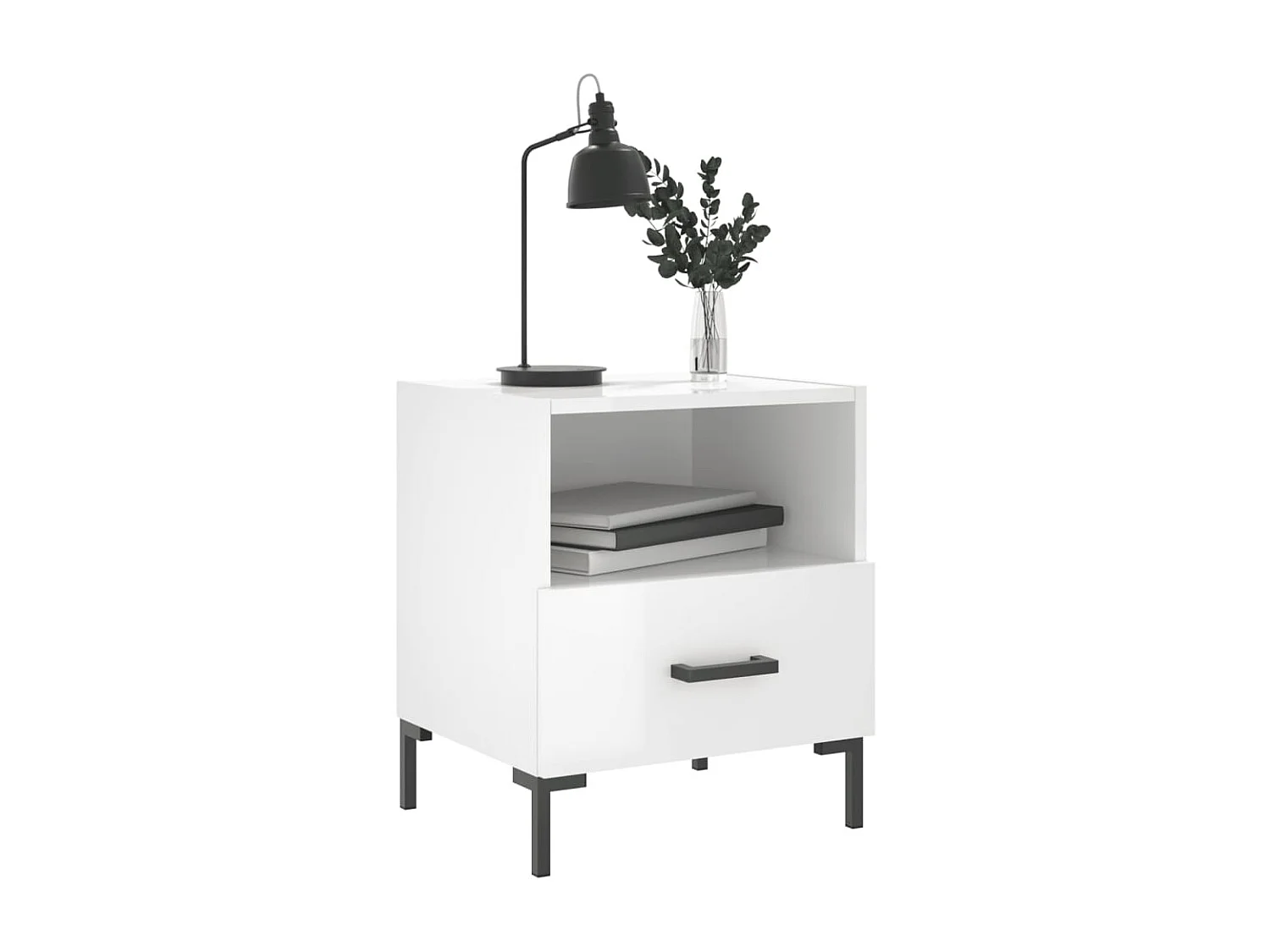 Lot de 2 Tables de chevet blanc brillant 40x35x47,5 cm WVGQ1212