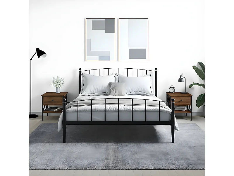 Lote de 2 Mesitas de noche madera ingeniería marrón roble 40x42x45 cm ES77696