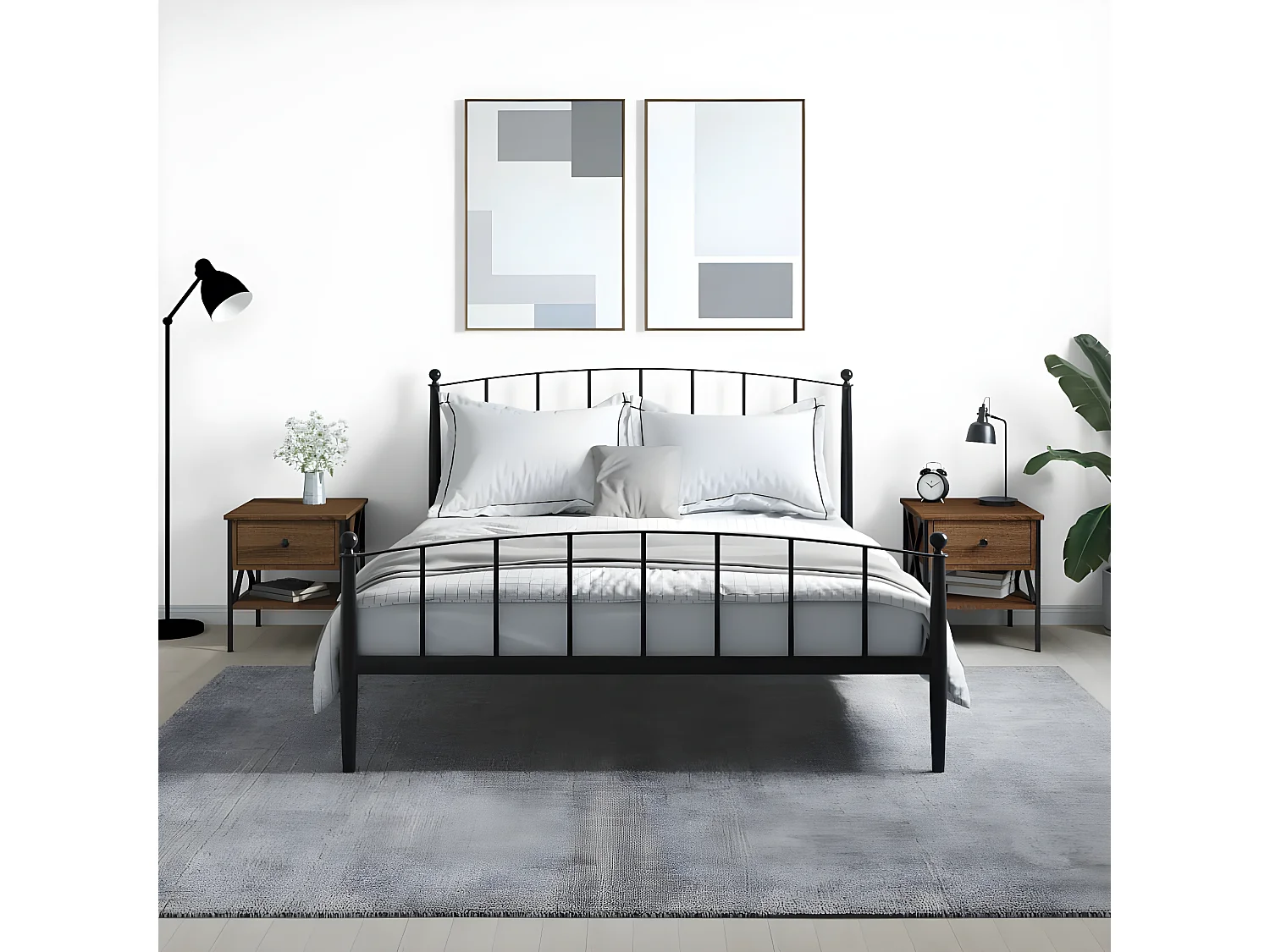 Lote de 2 Mesitas de noche madera ingeniería marrón roble 40x42x45 cm ES77696