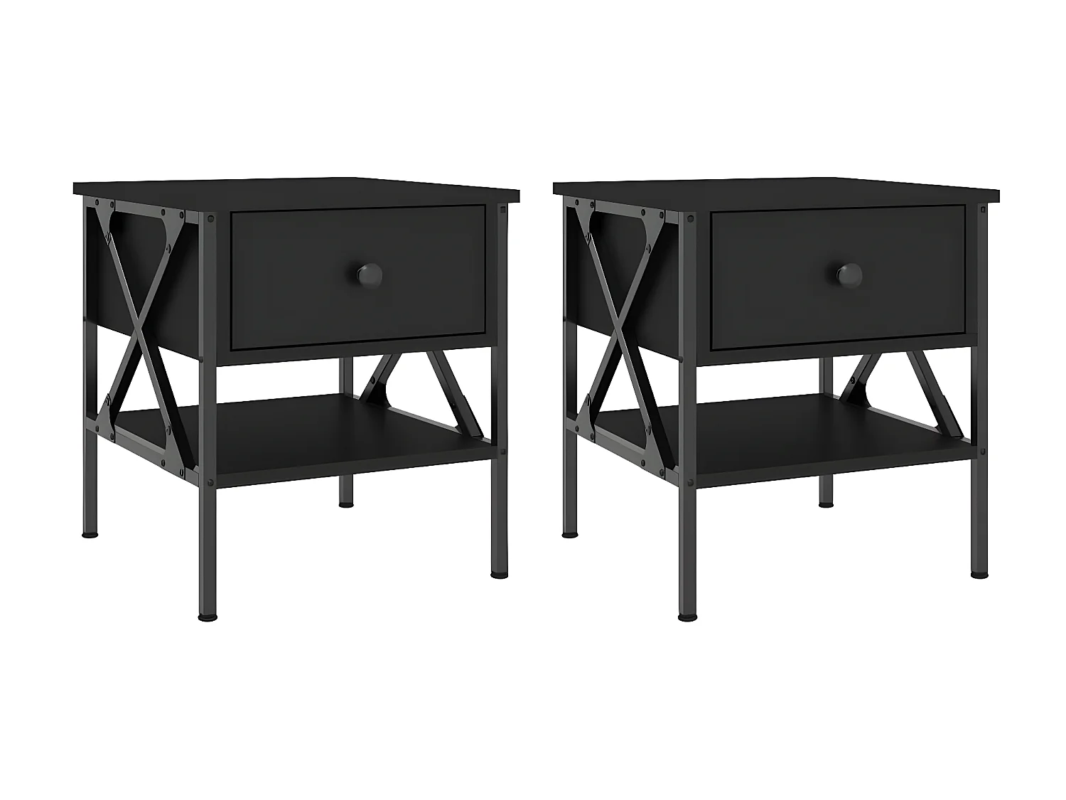 Lot de 2 Tables de chevet noir 40x42x45 cm bois d’ingénierie WVGQ2673