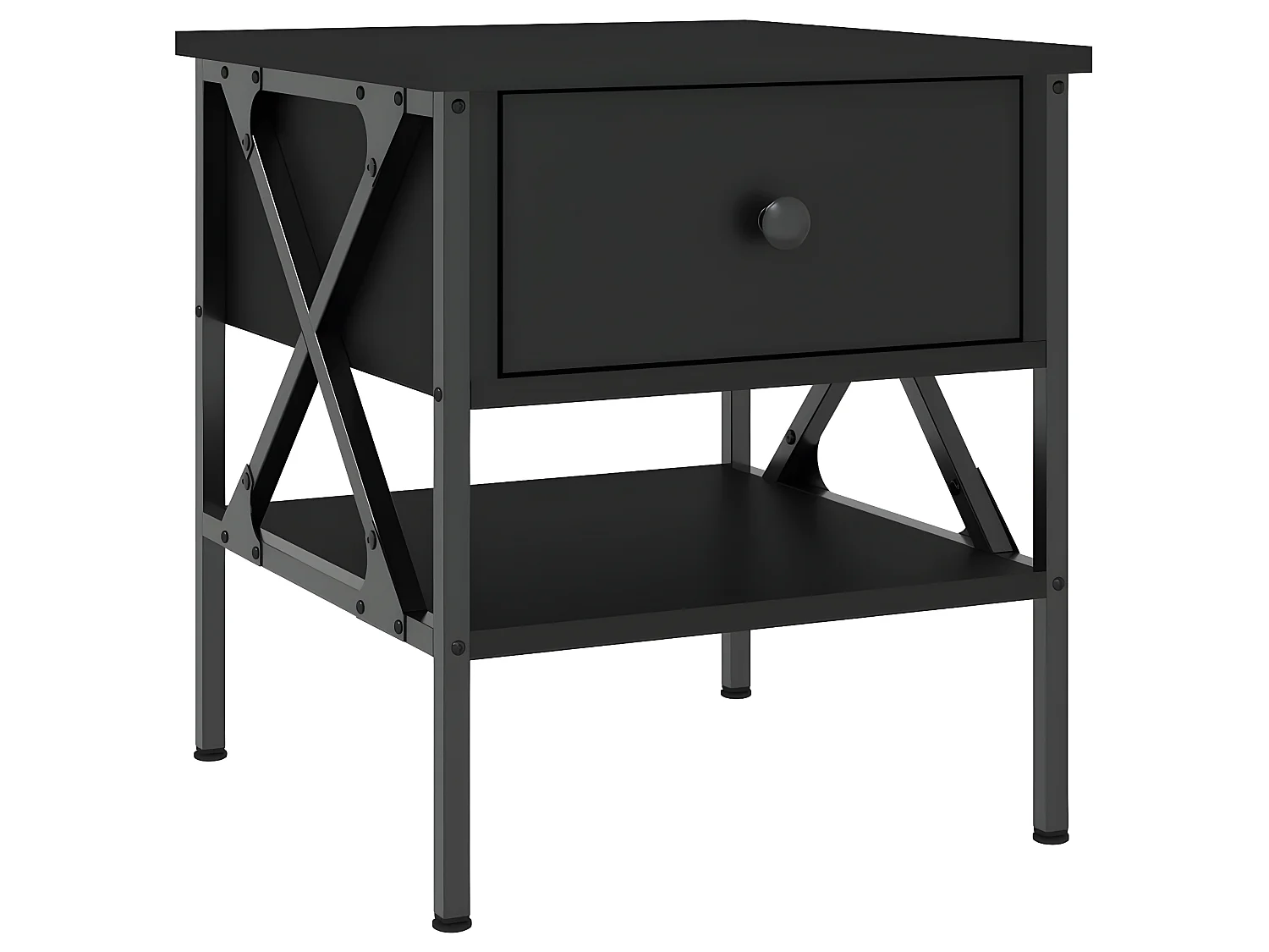 Lot de 2 Tables de chevet noir 40x42x45 cm bois d’ingénierie WVGQ2673