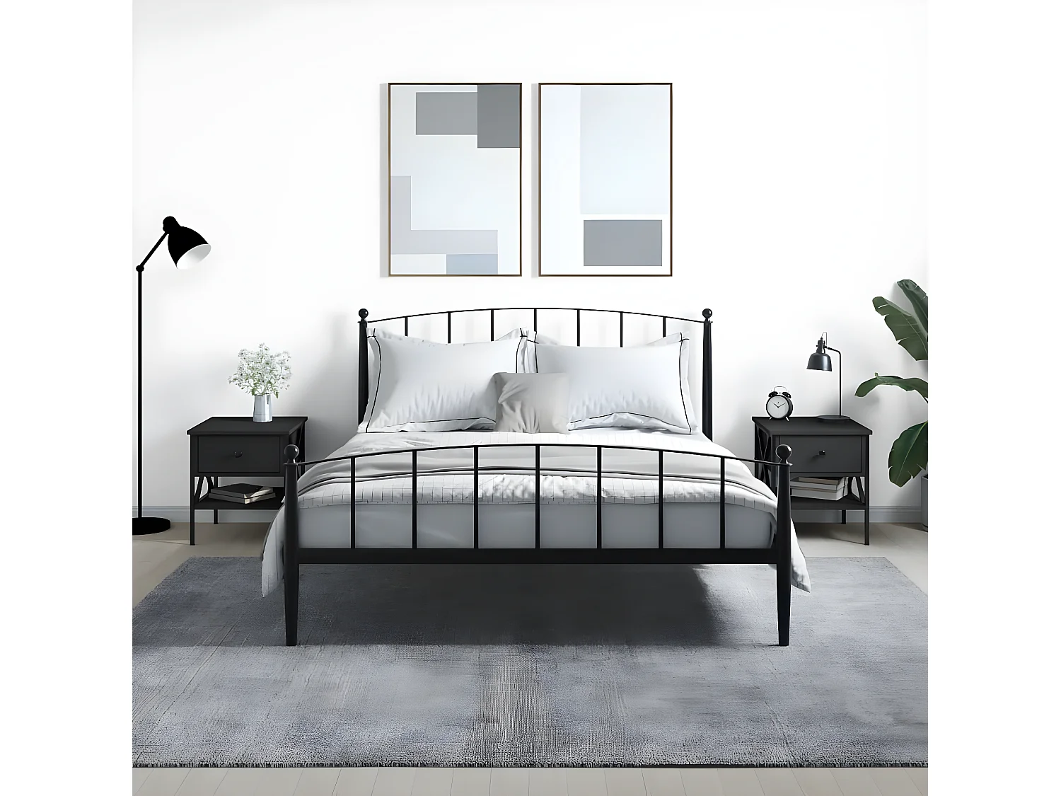 Lote de 2 Mesitas de noche madera de ingeniería negro 40x42x45 cm ES35201