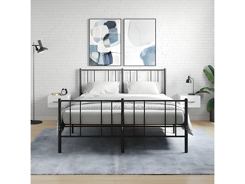 Lot de 2 Tables de chevet murales blanc brillant 35x35x20 cm WVGQ6349