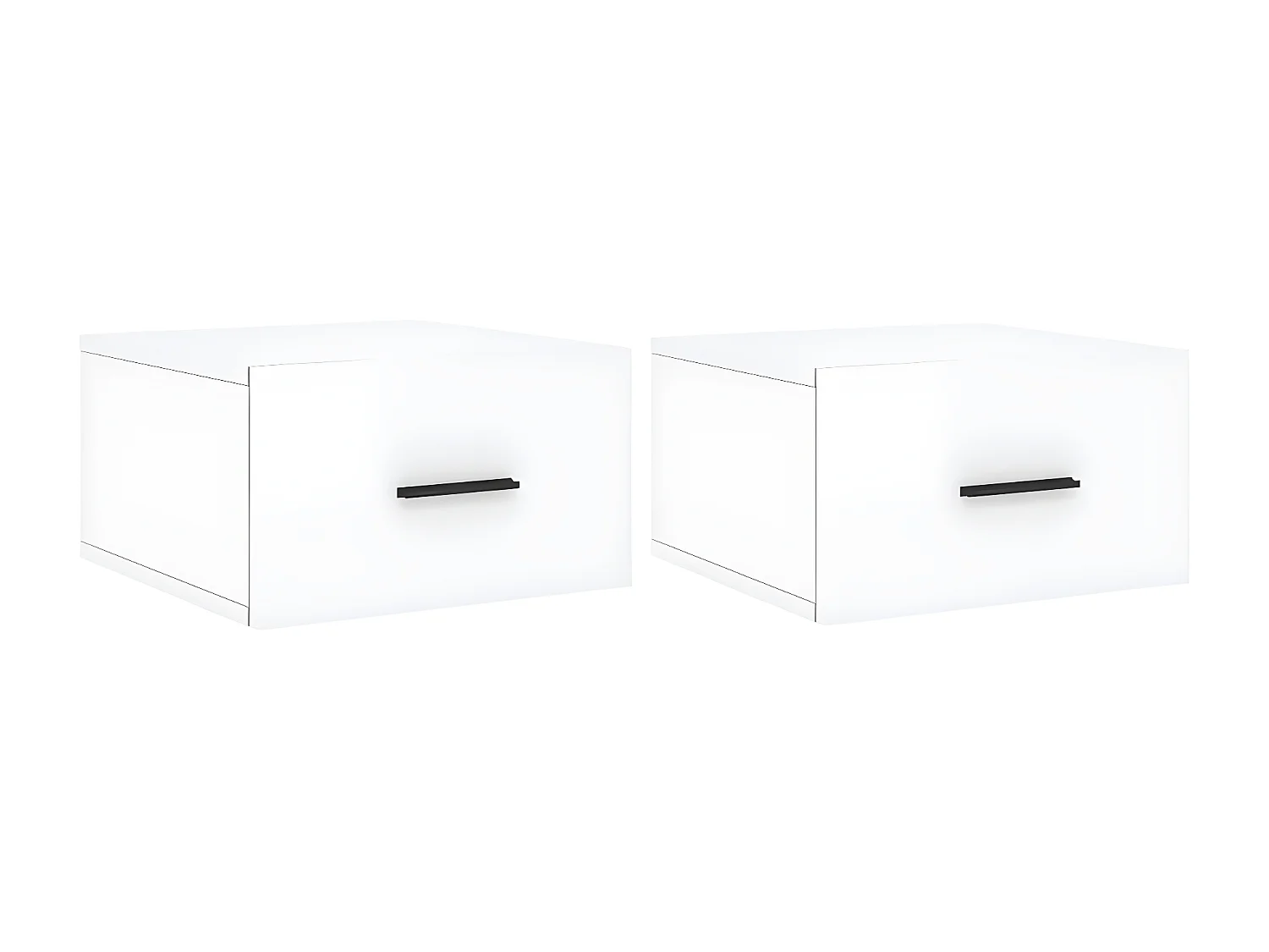Lot de 2 Tables de chevet murales blanc brillant 35x35x20 cm WVGQ6349