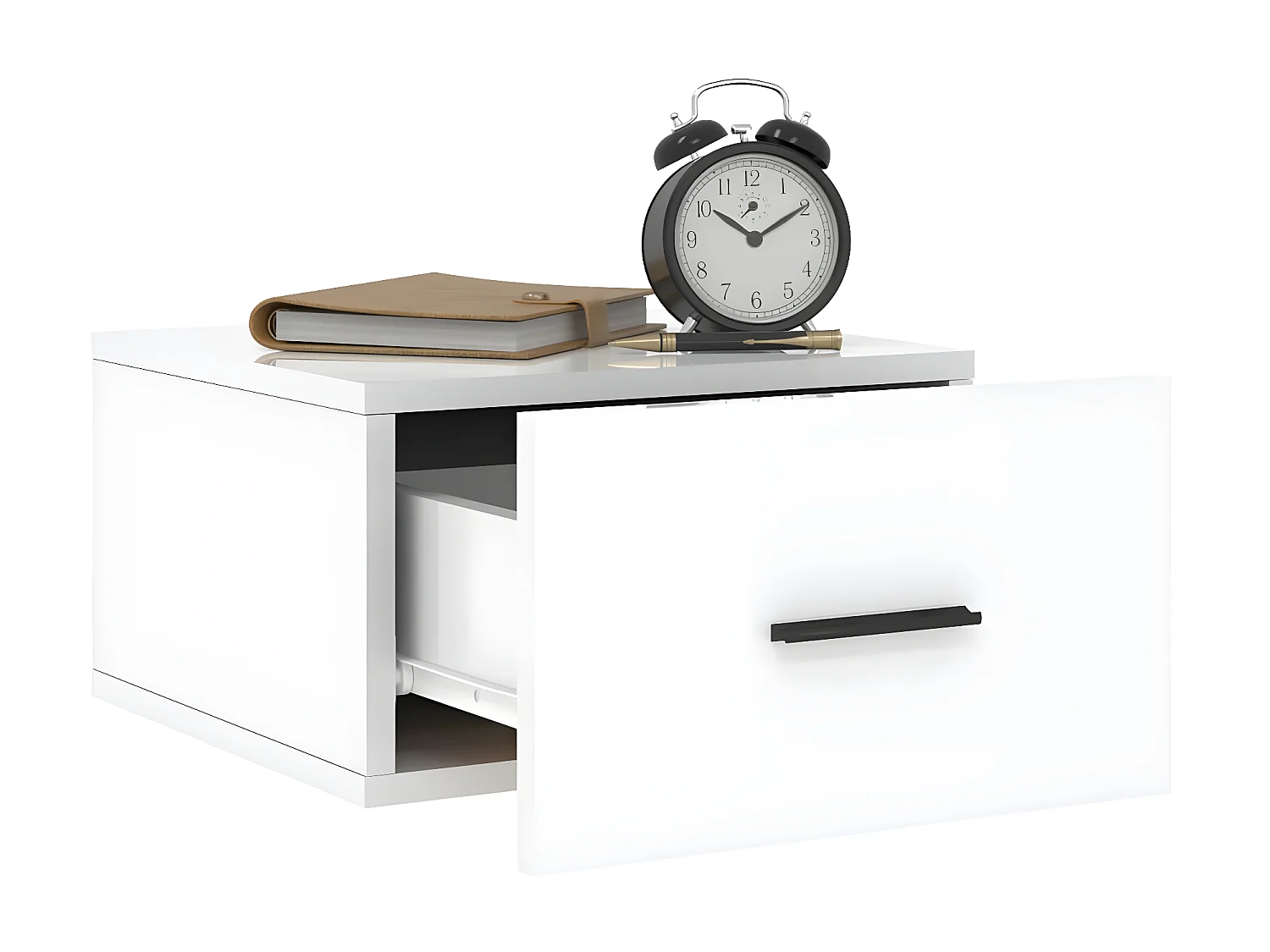 Lot de 2 Tables de chevet murales blanc brillant 35x35x20 cm WVGQ6349