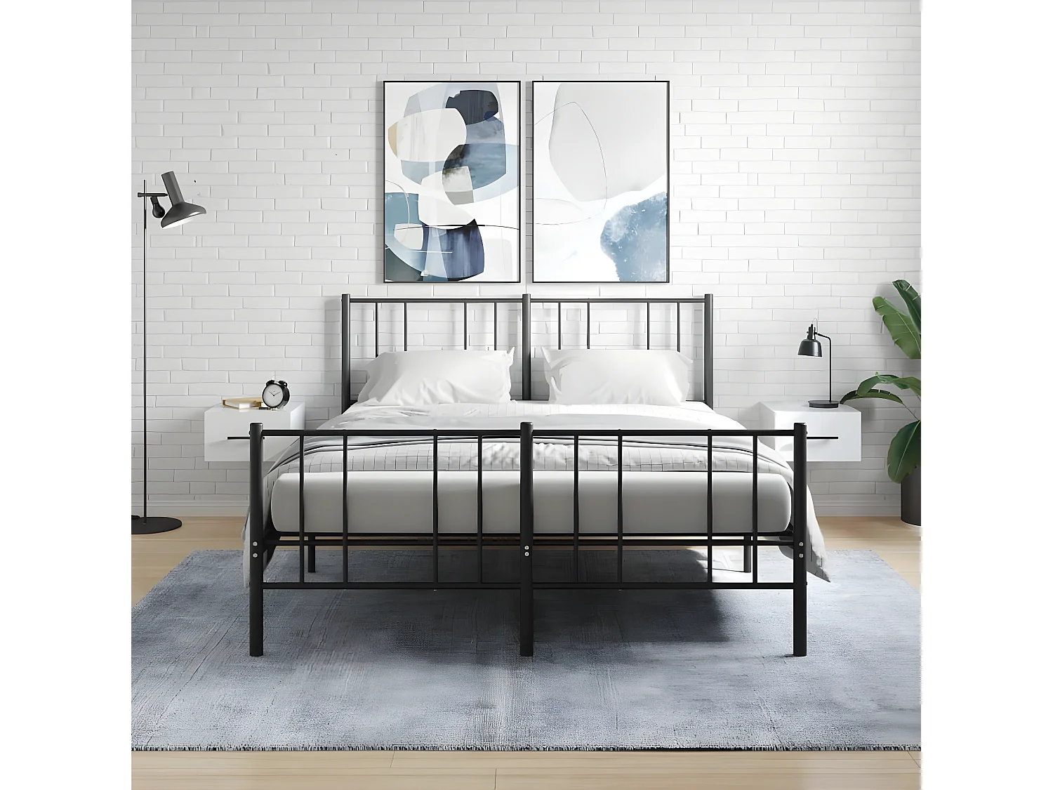 Lote de 2 Mesitas de noche de pared blanco brillo 35x35x20 cm ES16222