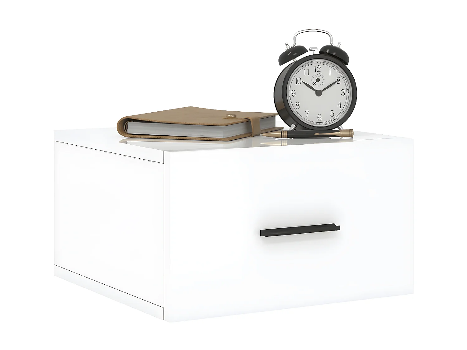 Lote de 2 Mesitas de noche de pared blanco brillo 35x35x20 cm ES16222